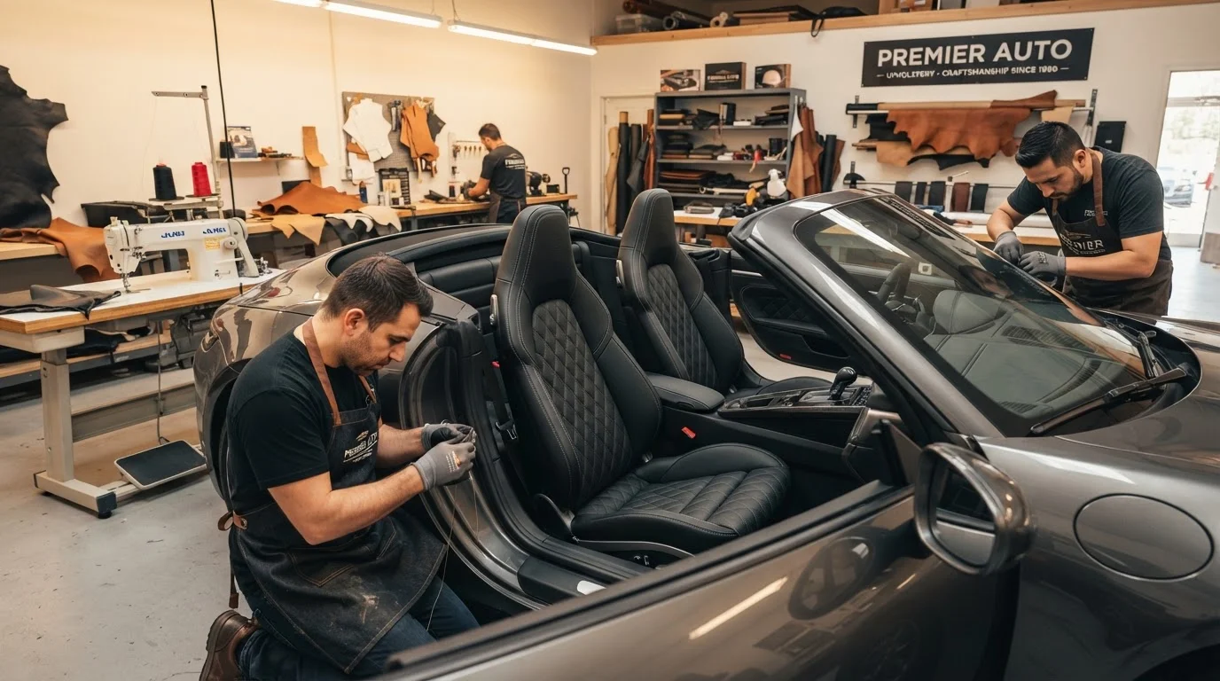 Tapeçaria automotiva - Revestimento completo de bancos em couro para veículo em Santos
